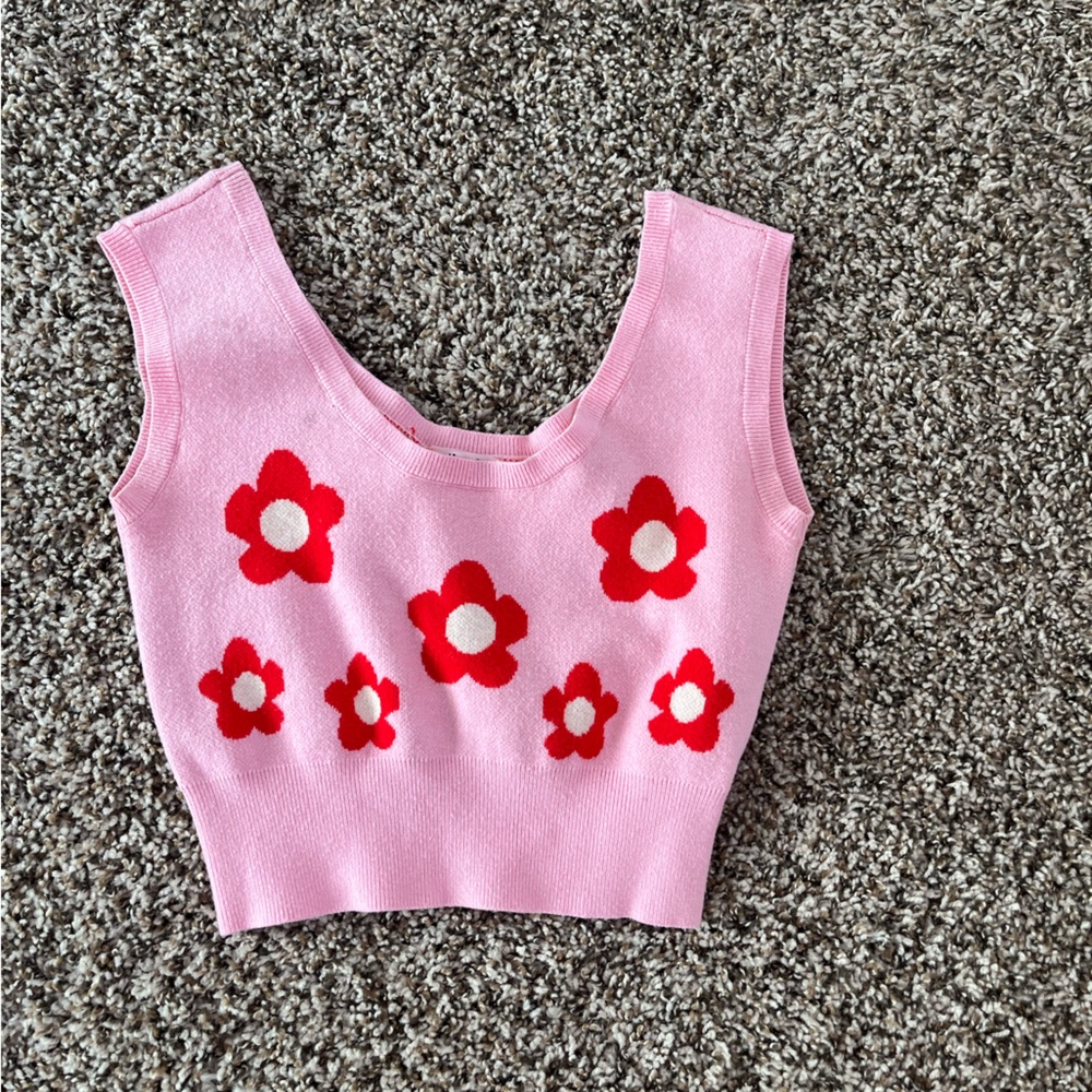 Women pink floral sweater vest from Cider